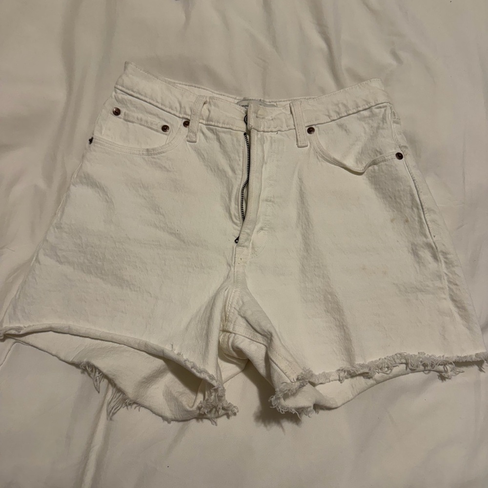 High rise dad shorts - white